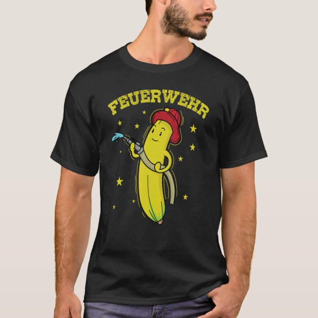 Camiseta Banana de bomberos con casco y manguera (Anverso)