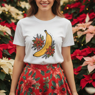 Camiseta Banana festiva con Navidades de flores de la poins