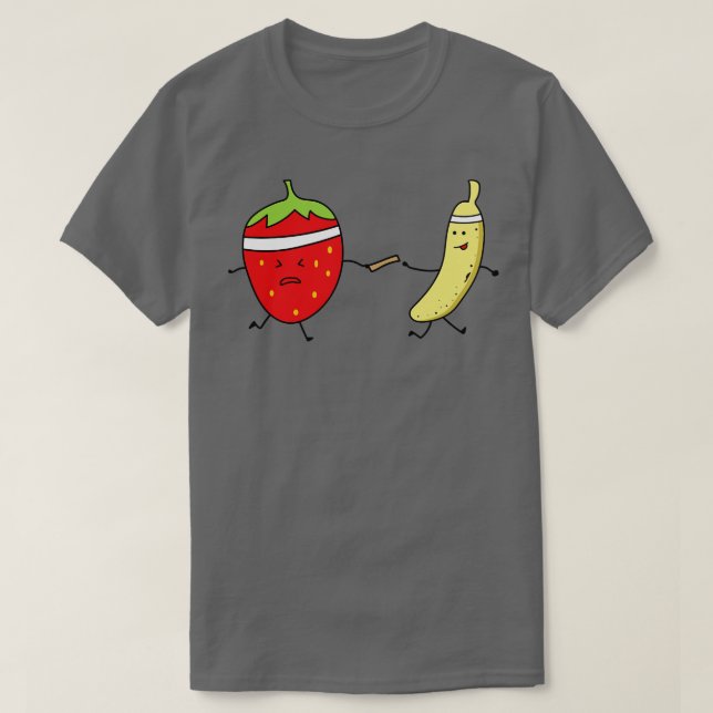 Camiseta Banana Graciosa Y Fresas Corren Una Maratón (Diseño del anverso)