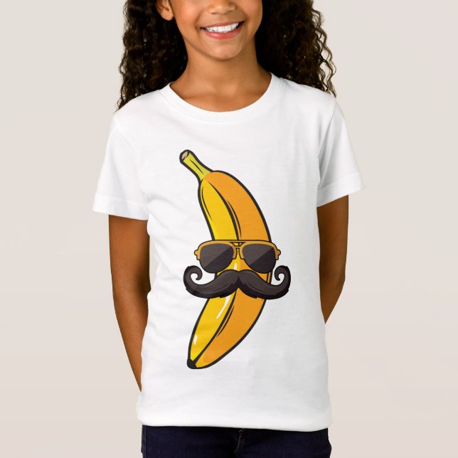Camiseta Banana Mustache Gafas de sol cara Funny Fruto Guay (Anverso)