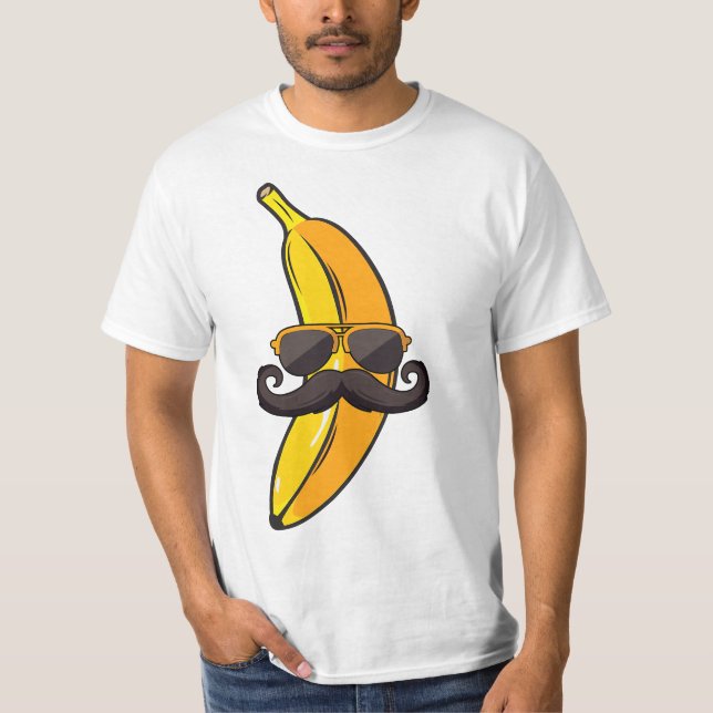 Camiseta Banana Mustache Sunglasses Face Funny Fruit Cool B (Anverso)