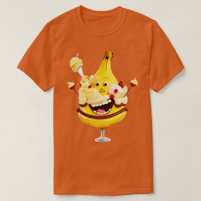 Camiseta banana partida fruta divertida (Diseño del anverso)