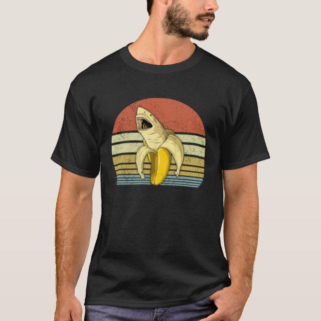 Camiseta Banana Shark Banana Themed Party Fish Fruit In Uni (Anverso)
