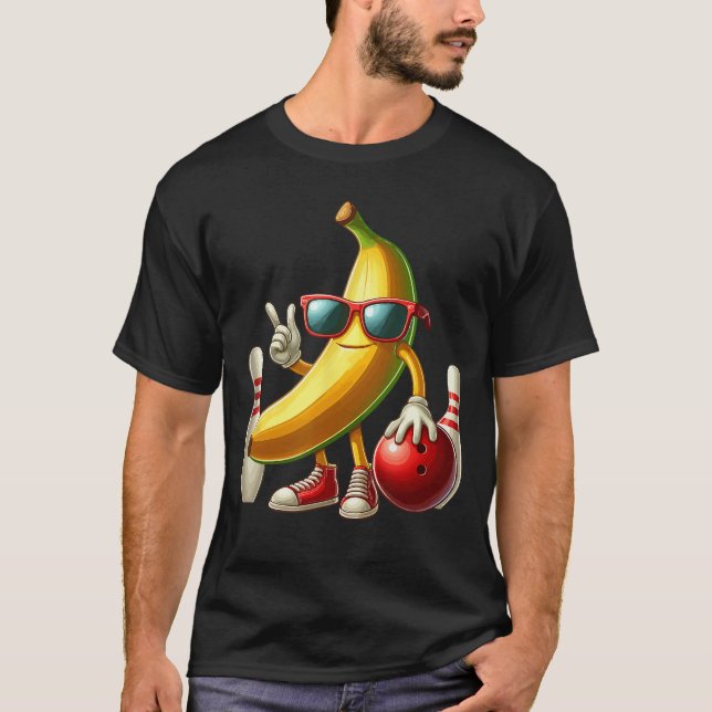 Camiseta Banana Sunglasses Playing Bowling Funny Fruit Spor (Anverso)