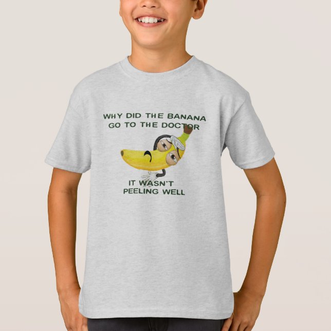 Camiseta banana va a un juego de palabras de médica, divert (Anverso)