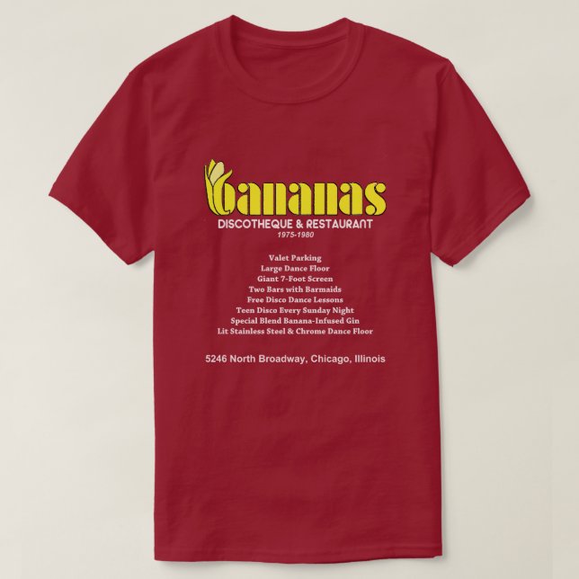 Camiseta Bananas Discotheque and Restaurant, Chicago, IL (Diseño del anverso)