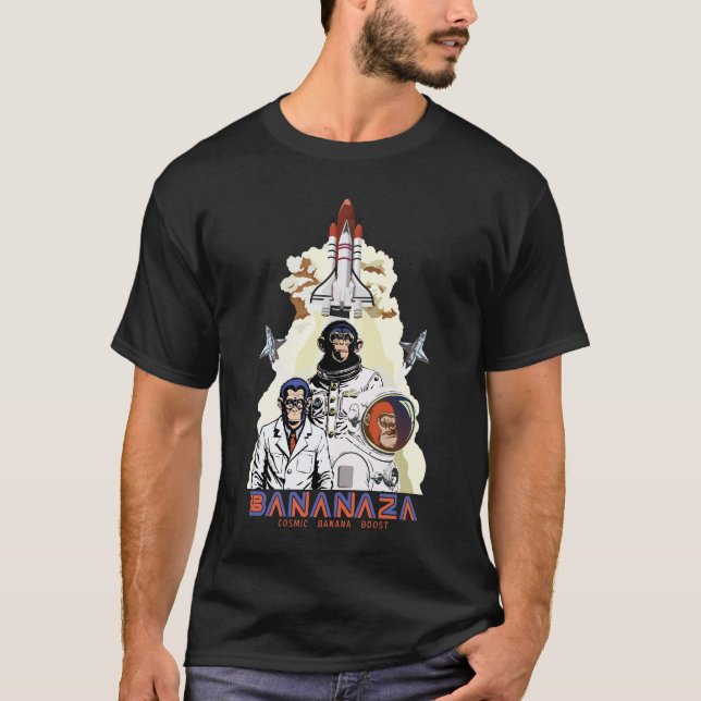 Camiseta BANANAZA: Equipo de Monos Espaciales (Anverso)