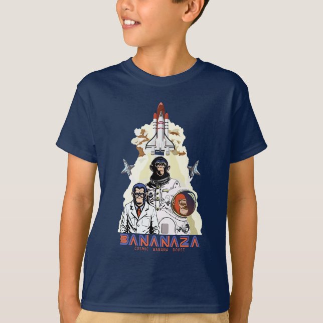 Camiseta BANANAZA: Equipo de Monos Espaciales (Anverso)