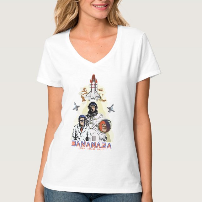 Camiseta BANANAZA: Equipo de Monos Espaciales (Anverso)