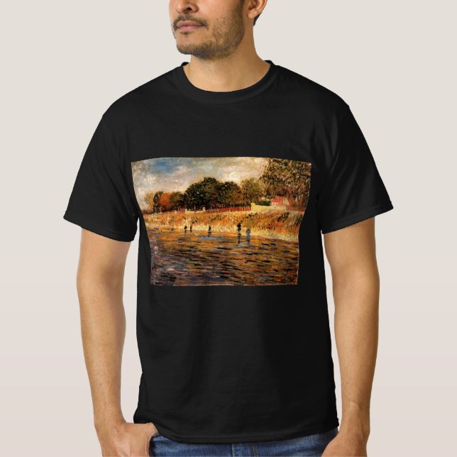 Camiseta Bancos del Sena por Vincent van Gogh (Anverso)
