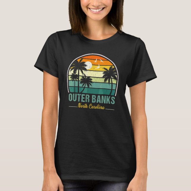 Camiseta Bancos exteriores Palm Treles Retro de Carolina de (Anverso)