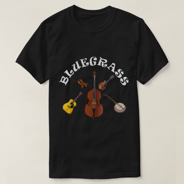 Camiseta Banda de Bluegrass Bass Fiddle Guitar Mando Banjo  (Diseño del anverso)
