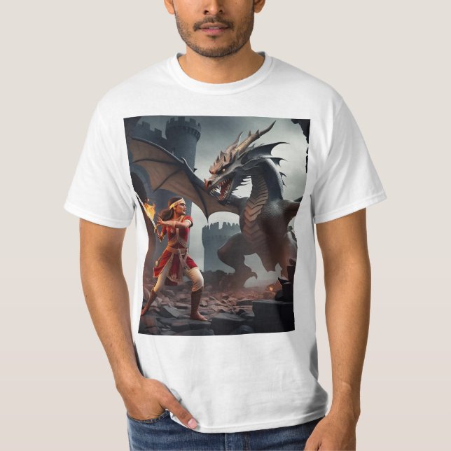 Camiseta Banda de Dragón: Caballero en las ruinas (Anverso)