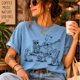 Camiseta Banda de folk acústico de animales del bosque vint
