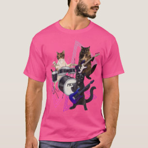 Camiseta Banda de gatos de Rock 'N' Roll en guitarra, bajo