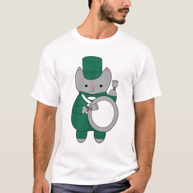 Camiseta Banda de marchas de gatos tambores Música blanca v (Anverso)