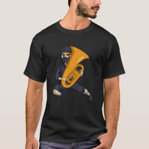 Camiseta Banda de música Cute Ninja Tuba Ninja Lover B