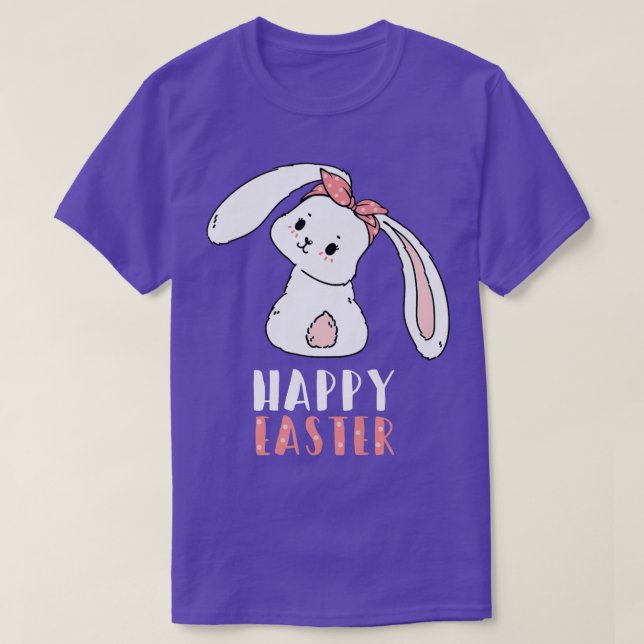 Camiseta Banda de pelo rosa de conejo conejo lindo Feliz Pa (Diseño del anverso)