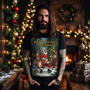 Camiseta Banda de Reno de Santa Rockeando Navidad