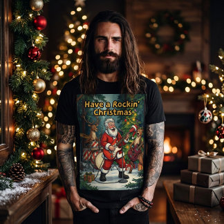 Camiseta Banda de Reno de Santa Rockeando Navidad