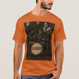Camiseta Banda de Rock de Terror de Slasher Diseño Vintage 