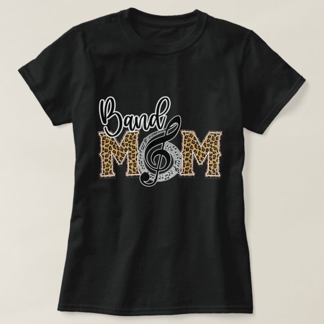 Camiseta Banda Mamá Leopardo Imprimir Orgullosa Banda Mamá  (Diseño del anverso)