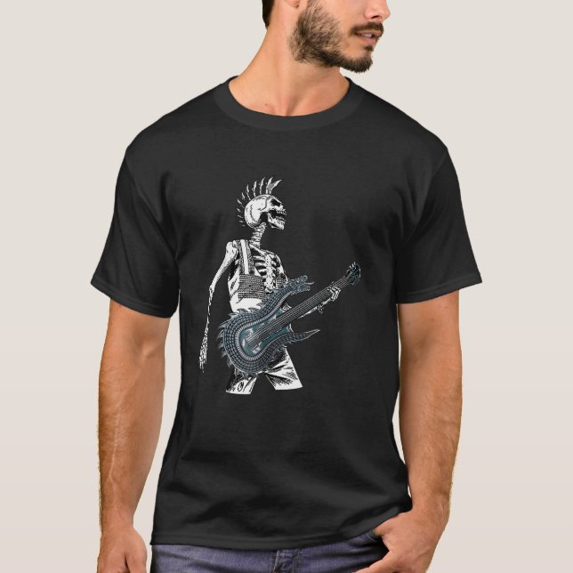Camiseta Banda musical del Guitarista de Skeleton Rock Roll (Anverso)