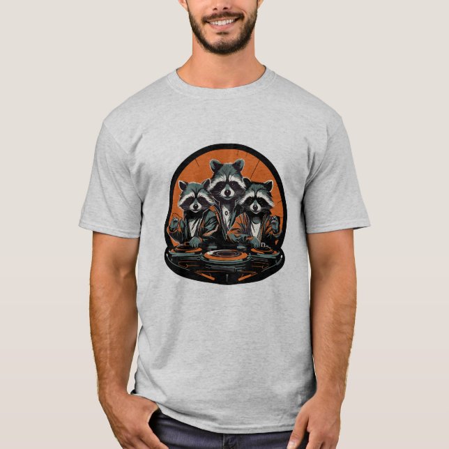Camiseta Banda retro de artistas de grabación de mapaches d (Anverso)