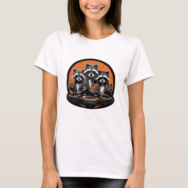 Camiseta Banda retro de artistas de grabación de mapaches d (Anverso)