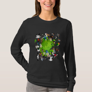Camiseta Bandada de pájaros de dibujos animados alrededor d
