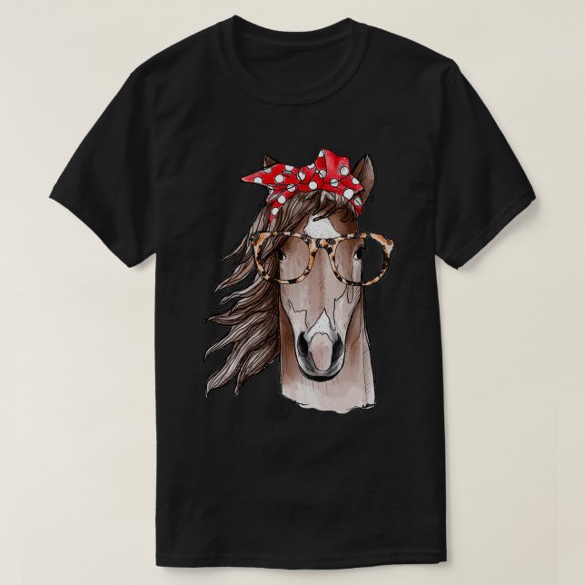 Camiseta bandana de caballo y gafas (Diseño del anverso)
