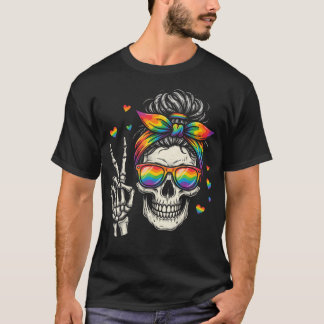 Camiseta Bandana Desordenada Cráneo Bandera Arcoíris Lgbt O