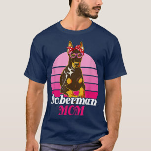 Camiseta Bandana Gafas de sol Doberman Mamá Divertido Perro