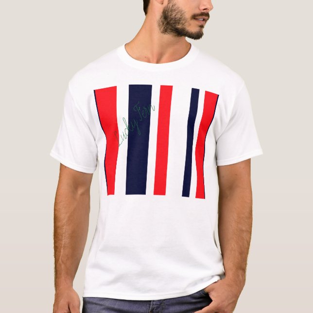 Camiseta Bandas Blanca, Azul Y Roja (Anverso)