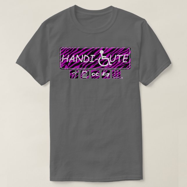 Camiseta Bandas de cebra morada HandiCute (Diseño del anverso)