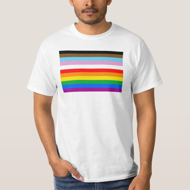 Camiseta Bandas de la bandera del progreso LGBTQ+ (Anverso)