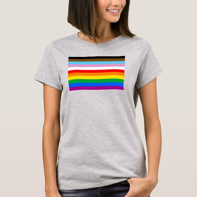 Camiseta Bandas de la bandera del progreso LGBTQ+ (Anverso)
