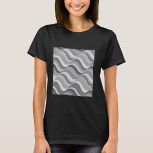Camiseta Bandas de onda geométrica retro Gris - Óptico blan