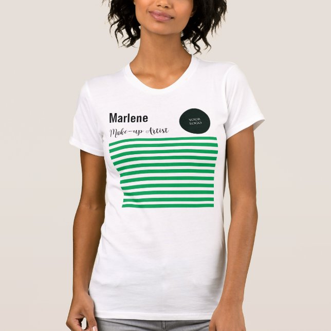 Camiseta Bandas verdes y blancas profesionales con logotipo (Anverso)