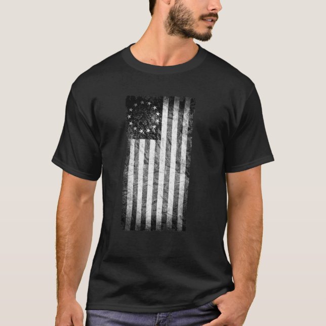 Camiseta Bandera 1776 de los E.E.U.U., blanco y negro (Anverso)