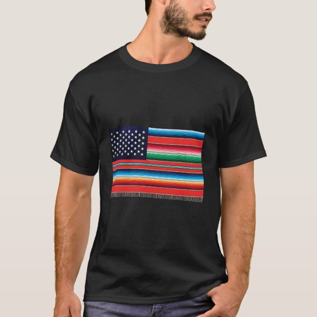 Camiseta Bandera a rayas de Serape Americano (Anverso)