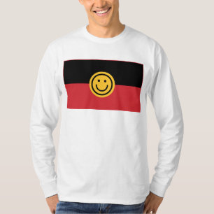 Camiseta Bandera aborigen australiana con cara de sonrisa