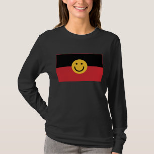Camiseta Bandera aborigen australiana con cara de sonrisa