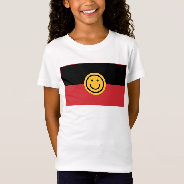 Camiseta Bandera aborigen australiana con cara de sonrisa (Anverso)