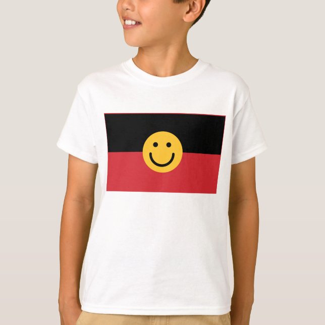Camiseta Bandera aborigen australiana con cara de sonrisa (Anverso)