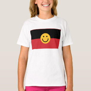Camiseta Bandera aborigen australiana con cara de sonrisa