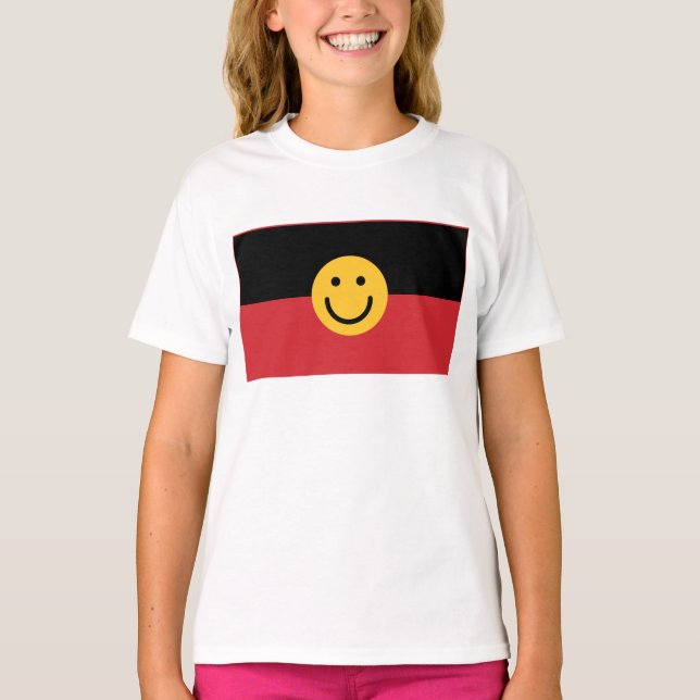 Camiseta Bandera aborigen australiana con cara de sonrisa (Anverso)