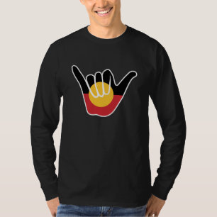 Camiseta Bandera aborigen australiana signo Shaka colgado s
