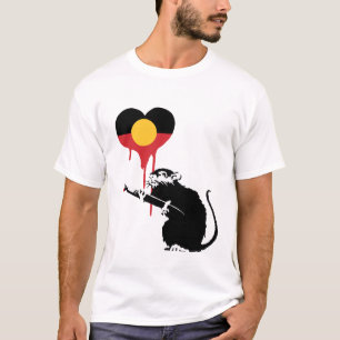 Camiseta Bandera aborigen de Australia con rata de amor