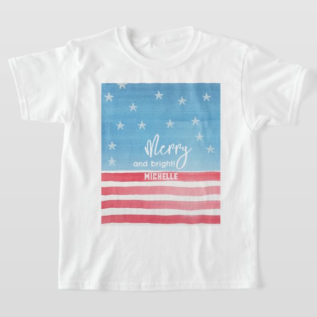 Camiseta Bandera acuarela moderna patriótica (Distribución)